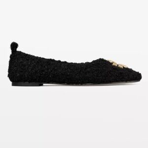 NWOB Tory Burch Eleanor Black Boucle Ballet Flats Sz 8.5 Retail-$328